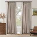 108 Inch Pinch Pleat Drapes Greyish Beige Room Darkening Curtains 108 Inches Long for Bedroom Neutral Farmhouse 100% Blackout Thick Linen Double Layer Pleated Curtain 2 Panels Set Burlywood Birch