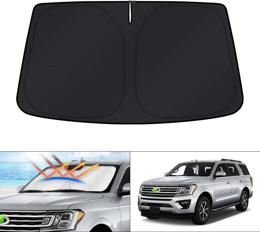 KUST Windshield Sun Shade for Ford Expedition SUV Accessories 2018-2024 2025 Window Sunshade Sun Visor Protector Foldable Blocks UV Rays Keep Your Car Cooler