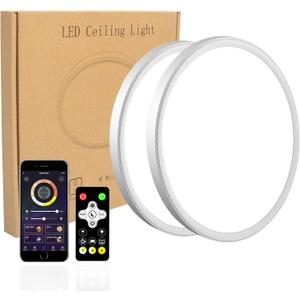MODERN 2 Pack Dimmable LED Flush Mount Ceiling Light, 12inch 28W High Bright 3100lm, Smart app Control, Super Slim Ceiling Light, LED Ceiling Light for Bedroom, Living Room, Dining Room (White)