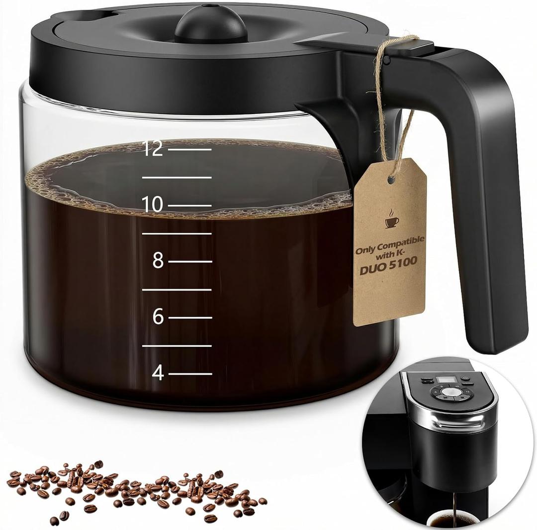 12 Cup Coffee Pot Replacement Only Compatible with Keurig K-DUO 5100 Coffee Machine, Carafe Replacement for K-DUO 5100, Durable & Reliable to Restore Brewer Performance