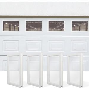 NeatiEase 4 Pcs Garage Door Windows, Replacement Vinyl Windows Inserts Kit with UV Resistant Resin Glass for Exterior Garage Doors (Clear Design)