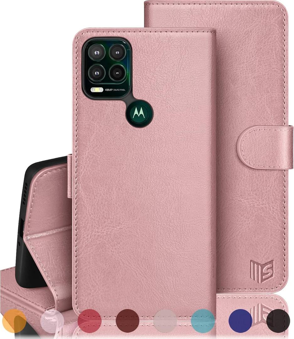 SUANPOT RFID Blocking for Motorola Moto G Stylus 5G (Non 2022) with Wallet case Credit Card Holder,PU Leather Flip Folio Book Phone case Cover Women Men for MotoG Stylus 5G case(Rose Gold)