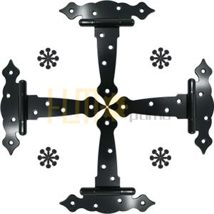 HLMOptimo 5 inch T-Strap Shed Hinges for Wooden Fences & Barn Doors - Heavy Duty, Rustproof, Decorative Classic Hinge w/Screws (4, 5 inch)