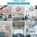 HHR 48 Inch 2 Tier Wagon Wheel Chandelier, 36-Light Extra Large Black Round Chandelier, Rustic Farmhouse Light Fixture for High Ceilings, Dining Room Living Room Foyer Entryway