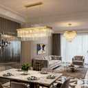Weesalife Crystal Chandeliers for Dining Room Light Fixtures Over Table11-Lights Gold Modern Rectangle Chandeliers for Kitchen Island Bar L33.5 Inch