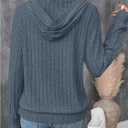 SweatyRocks Women's Long Sleeve Hoodie Sweaters Fall Ribbed Knit Casual Loose Tops with Pockets (Gray, L)