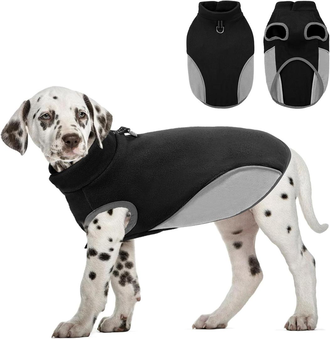 AOFITEE Fleece Dog Sweater, Warm Small Dog Sweater with D-Ring, Stretchy XSmall Fall Dog Sweater Fleece Dog Vest Jacket, Doggie Sweatshirt Girl Boys for Yorkie, Chihuahua, Teacup, Black XS