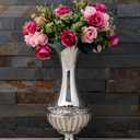 Decorative Vase, Elegant Metal Vase with Silver Finish for Artificial & Dried Flowers, Modern Table Centerpiece for Home & Weddings, 12''/30.6cm Tall