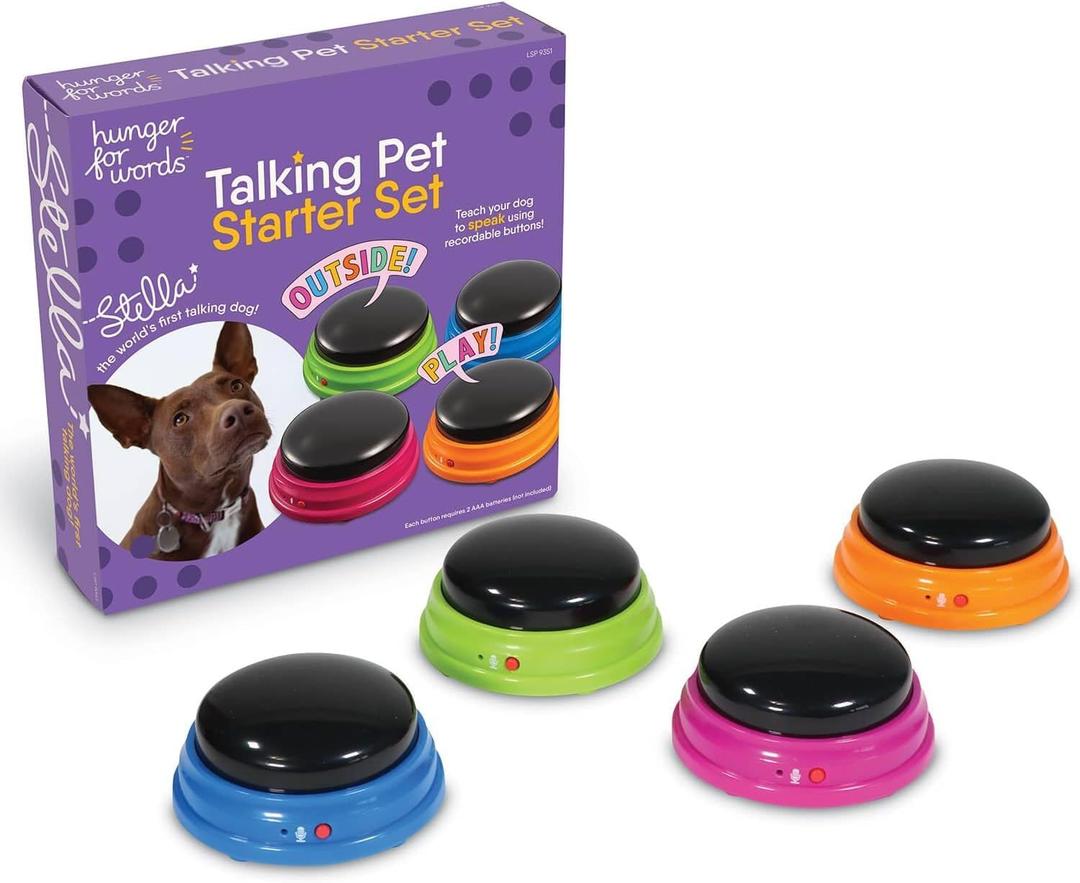 Hunger for Words Talking Buttons Starter Set - Recordable Buttons to Teach Your Dog to Communicate, Dog Training Games, Plastic, Multicolor