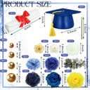 Wavwavw 50 Pcs Resin Graduation Cake Topper Class of 2026 Cap and Diploma Gold Balls Kit Congrats Grad Cake Decorations for Master Graduation Party Middle High School Supplies(Blue)