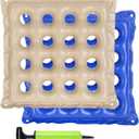 Waffle Cushion 2 Pack - Inflatable Air Cushion with Pump - Pressure Sore Relief - Cream and Blue 17x17 Inch