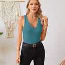 VICHYIE Tank Tops for Women Summer Sleeveless Shirts V Neck Ribbed Slim Fitted Tops Cami Blouses (M)