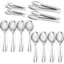 12PCS Stainless Steel Serving Utensils Sets - Large Serving Spoons,Slotted Spoons,Serving Tongs,Appetizer Tongs,Utensills Sets for Buffet Catering Banquet Party (Silver) 