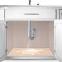 The Original Under Sink Mat, Adjustable Silicone Mat, Waterproof Under Sink Bathroom Vanity Mat, Waterproof Kitchen Under Sink Mat, 28" × 19" Or Smaller, Beige