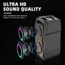 VeGue Karaoke Machine, Wireless Bluetooth PA System for Adults & Kids with Dual 8'' Subwoofers, 2 UHF Wireless Mics, Colorful LED Lights, Ideal for Home Karaoke, Party, Stage Performance (VS-0808)
