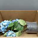 Hollyone Light Blue Hydrangea Artificial Flowers in Pots 19.7" Four-Head Faux Silk Hydranges Flower Arrangements for Indoor Home Office Kitchen Table Centerpieces Wedding Decorations