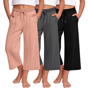 LessonZoo 3 Pack Girls Uniform Capri Pants, 3-Color, 11-12 Years