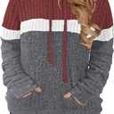 VISLILY Plus-Size-Hoodies for Women Casual Color Block Sweaters Long Sleeve Pullover Sweatshirts Cute Loose Tops with Pocket M