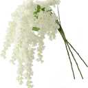Dailisen 3 Strands 40'' Silk White Wisteria Artificial Flowers, Fake Wisteria Floral Hanging Plant Garland, for Home Decor, Party, Floor Vase, Balcony, Wedding Arrangement Decoration (White)