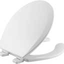 Bemis 550TTT Open Front Durable Wood Toilet Seat, Secure Hinges Stay Tight, Made in USA, Round, White