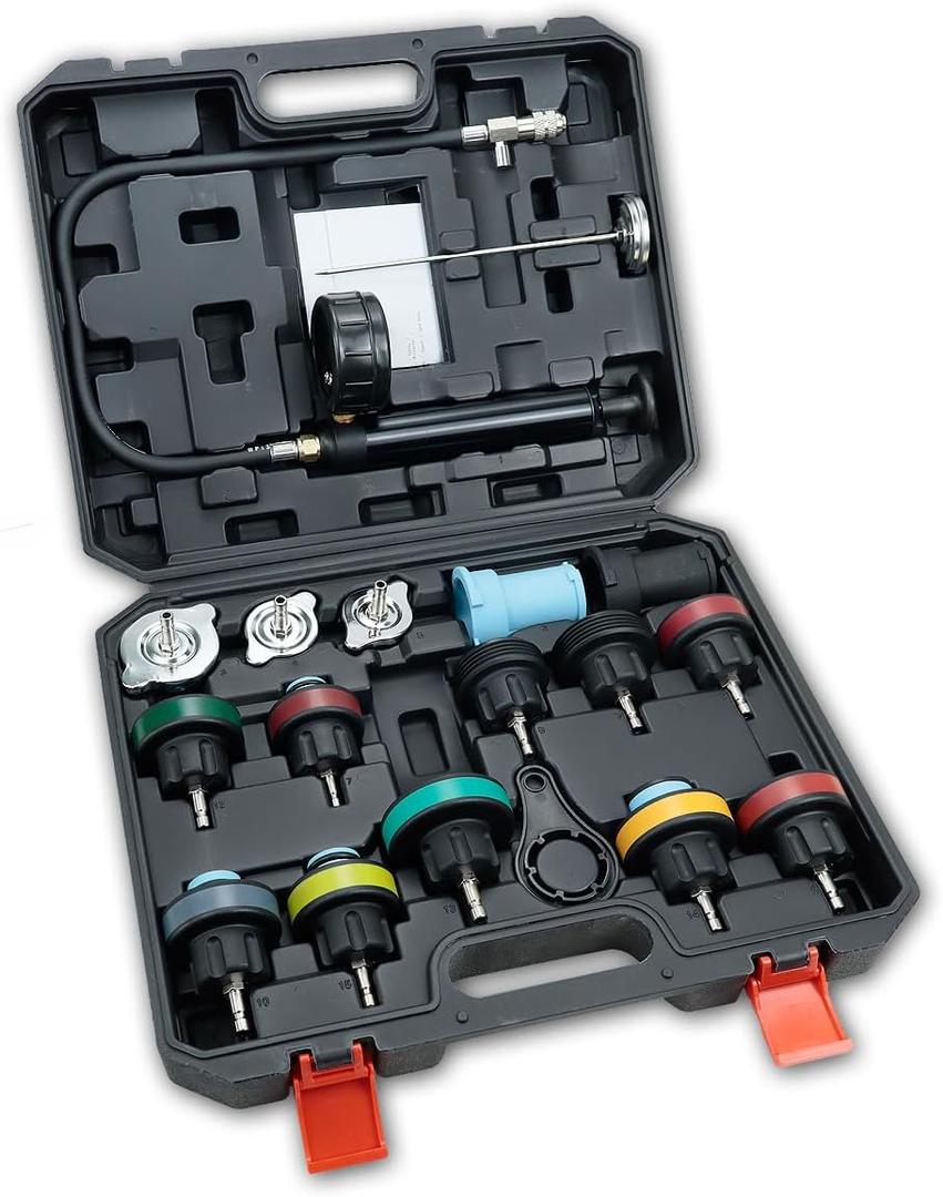 Radiator and Coolant Pressure Tester Kit  Engine Cooling System Pressure Leak Tester with Gauge for Radiator, Coolant System, and Cooling System Diagnostics