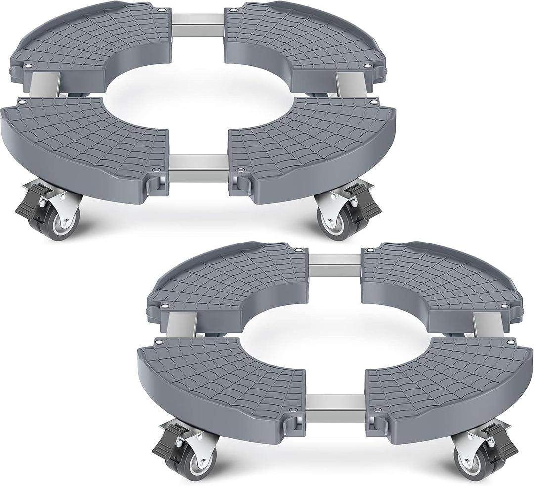 Plant Caddy Plant Stand with Wheels, Heavy Duty Plant Roller Base 15-22 Inch AdjustablePalnt Wheel Base 440 LBS, Large Potted Planter Cart Dolly for Flower Mover, Gray, 2 Pack