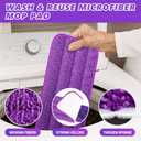 HOMTOYOU Spray Mops for Floor Cleaning: Wet Mop for Hardwood Tile Wood Laminate Vinyl - 3 Washable Microfiber Pads for Swiffer Powermop - Absorbs Pet Hair Dust (Purple)