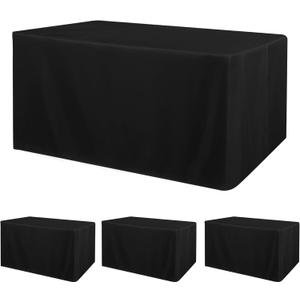 Obstal 4 Pack Black Tablecloth Fitted Table Clothes for 6 Foot Rectangle Tables - Water Resistant Washable Fabric Polyester Rectangle Table Cover for Outdoor/Indoor Uses, 72L x 30W x 30H Inches, Black