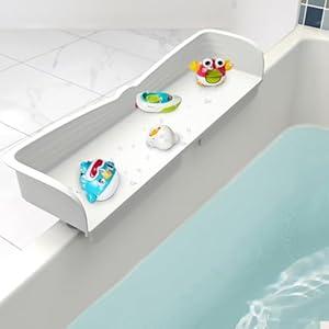 ropesmart Bathtub Splash Guard â€“ Kids Bath Toy Storage, Water Protection & Extra Play Area (White)