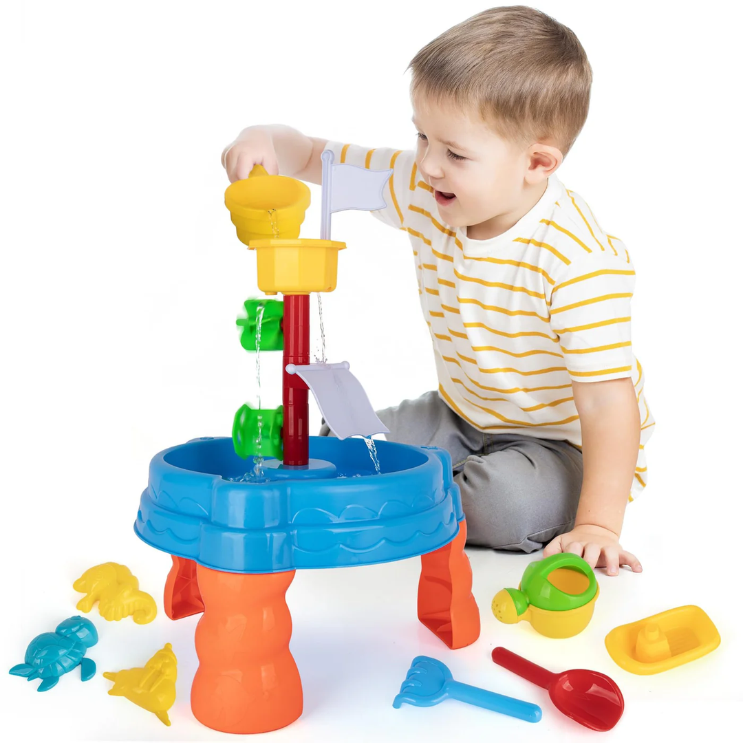 ArtCreativity 2 in 1 Sand and Water Table for Kids - Summer Outdoor Toys with Accessories for Toddlers - Sensory Table for Sand & Water Play - Summer Beach Activity Sandbox Toys for Boys & Girls