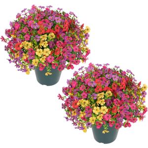 Velener Artificial Flowers for Outdoors- 20 Potted Plant Fake Silk Daisy Bush-UV Resistant Artificial Outdoor Plant for Front Porch, Garden, Yard, Patio Decor(Mixed Colors)