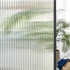 Coavas Window Privacy Film Reeded Glass, Frosted 3D Fluted Glass Window Cling, Adhesive Vinyl Decorative Door Stickers for Bathroom Home Sun Blocking, 23.6x78.7 in, Translucent