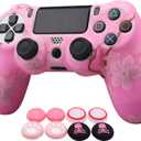 RALAN Pink Controller Skins for PS4, Silicone Controller Cover Skin Protector Compatible with PS4 Slim/PS4 Pro Controller (Pink Pro Thumb Grip x 6,Skull Cap Grip x 2)(Camouflage Pink+White Pink