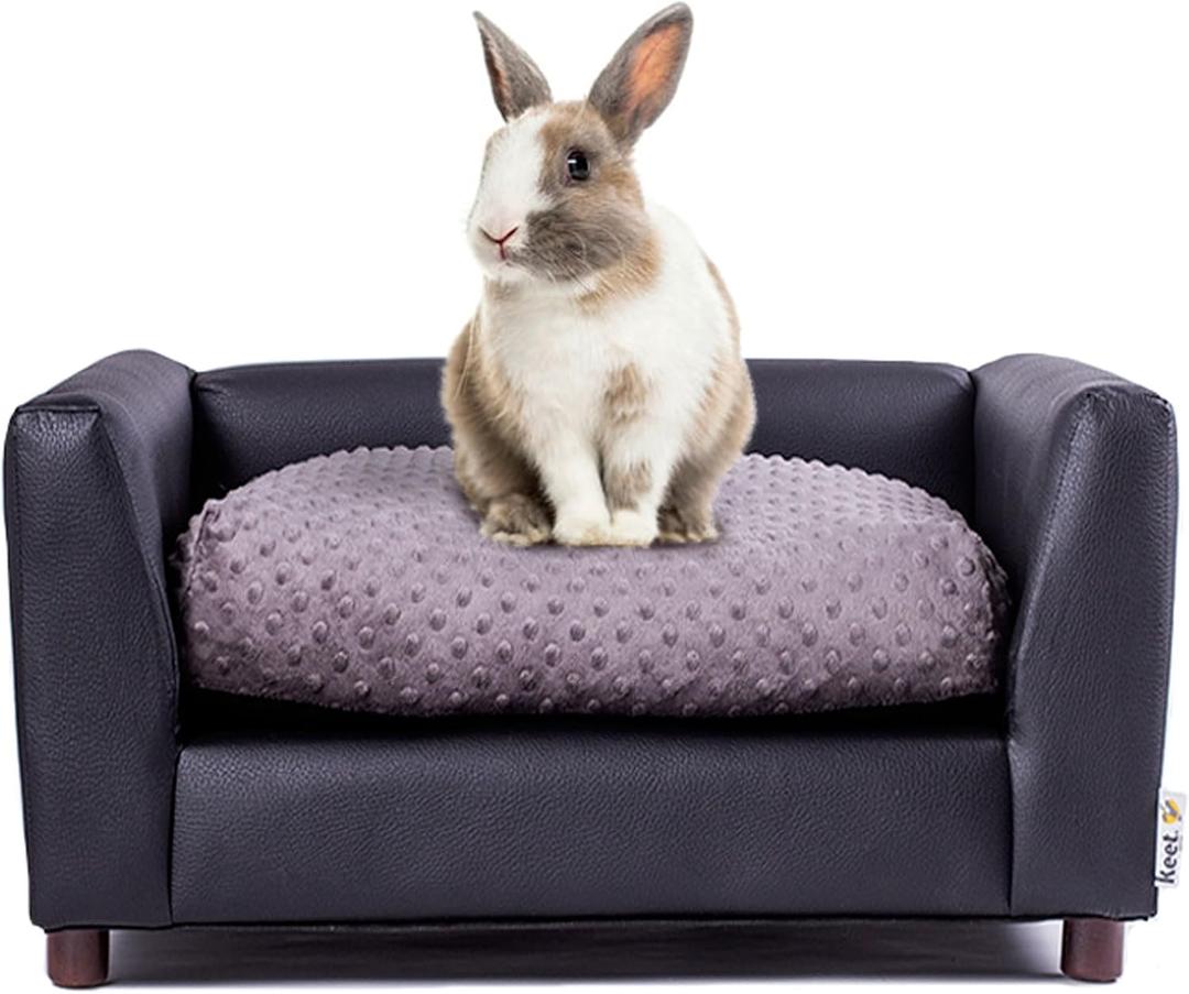 Keet Fluffy Deluxe Pet Bed, Sofa Charcoal, Small