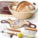 Superbaking Sourdough Starter Kit, 9" Round Banneton Bread Proofing Basket Set, Sourdough Bread Baking Supplies, Sourdough Tools with Silicone Bread Sling, Bread Making Tools, Baking Gifts