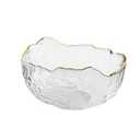 SYXLTSH Glass Salad Bowl Irregular Lotus Flower Shape Serving Bowls, Mixing Nut Bowls for Kitchen Fruist, Snack, Dessert, and Ice Cream Candy Dishes (Crystal Clear with Gold Rim, Small)