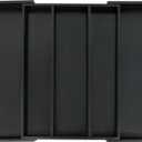 Utoplike Bamboo Drawer Organizer Kitchen Utensils, Adjustable Black Silverware Holder and Cutlery Tray Organiser, Expandable Drawer Divider for Flatware, Knives in Kitchen, Bedroom, Living Room (Large)