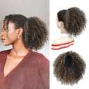 Drawstring Curly Ponytail Extensions for Black Women Protein Silk Fiber Human Hair Soft Feeling Afro Kinky Curly Hair Puff Pony tails Lightweight, Soft Natural Budget-Friendly for Daily Styles