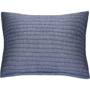 ELEGANT LIFE HOME Cotton Yarn Dyed Chambray Collection Cotton Fill Channel Stitch Washed Standard Pillow Sham Blue Color, 20 x 26+1.75 Flange (1Piece)