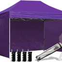 Eurmax USA 8x12 Pop Up Canopy Tent,Commercial Tent with Patented No-Tip Rolling Bag,4 Zippered Removable Walls,UV & Water Resistant Canopy Top,Heavy Duty Outdoor Gazebo,Instant Shelter (Purple)