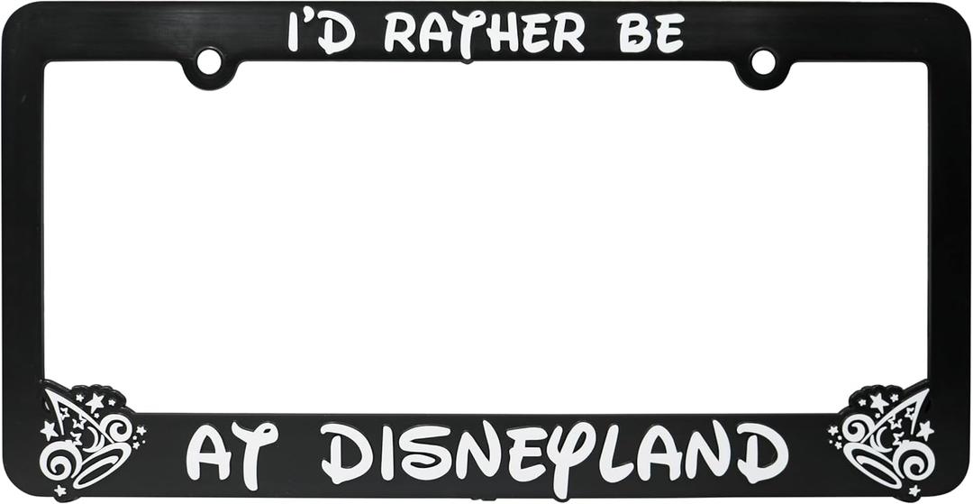 Rather Be at Disneyland 3D Raised License Plate Frame | 1 Pack Car License Plate Cover | Universal US Black License Plate Holder | Auto Accessories (Car, Truck and SUV)