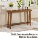 Bamboo Wood Entryway Table 47.2" Console Table, Narrow Sofa Table with Support Beam for Entrance, Hallway, Living Room, Bedroom, Foyer(Walnut), 47.24" x 31.5" x 11.81"