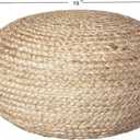 Decor Therapy Round Pouf Ottoman Footrest, Natural Jute Woven, Boho Pouf, Bohemian Style Casual Seating for Living Room, Bedroom, Patio Decor 19"x 19"x 10.5"
