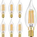 Hizashi LED Candelabra Bulbs 40 watt Equivalent, 90+ CRI Dimmable E12 LED Bulb Flame Tip Candle Bulbs, 4W 450LM 2700K Soft Warm White, CA10 Chandelier Bulbs Candelabra Base, UL Listed - 6 Pack