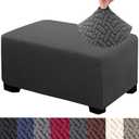HFCNMY Ottoman Cover Rectangle,Stretch Knitted Jacquard Rectangle Ottoman Cover Thick Slipcover for Ottomans Soft Foot Stool Cover with Elastic Bottom, Dark Gray, X-Large