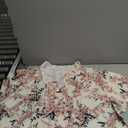 Women's Pink Floral Print Ruffle Neck Blouse Tie Front Cap Sleeve Chiffon Top Casual Summer Shirt (6X-Large)