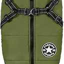 PawRoll Dog Jacket for Winter - Zipper Dog Puffer Coat with Harness - Waterproof Exterior & Warm Fleece Interior Coat/Jacket for Large to XL Dog (Green)