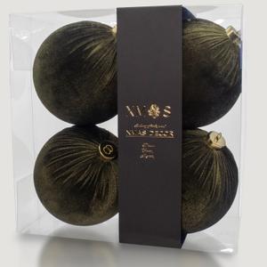 4PCS Green Velvet Christmas Ornaments Set  6 Inch Large Flocked Shatterproof Baubles for Xmas Tree Decoration, Hanging Ornaments for Holiday & Home Dcor (Green, 6 Inch / 15 cm)