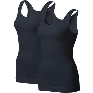 EUYZOU Women's Tummy Control Shapewear Tank Tops - Seamless Body Shaper Compression Top (XXXX-Large (firm control or one size up), Black 2pk)