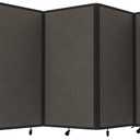 Versare Room Divider 360 Portable Wall Partition | Folding Panels | Large Freestanding Divider | Locking Wheels | Temporary Room Separator (14' Wide x 4' Tall, Mocha)